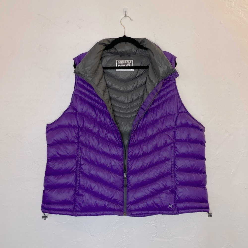 Xersion Plus Size Purple and Gray Packable Down Vest sz. 3X